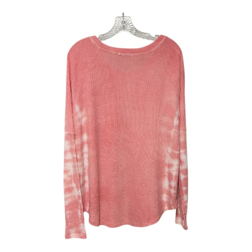 Sweet  Romeo XL Dusty Pink Tie Dye Waffle Knit Long Sleeve Top NWOT - Picture 3 of 6